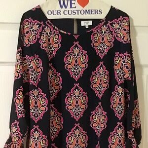 Crown and Ivy Womens Navy Indian Print Lined Dress - Size 10 EXCELLENT